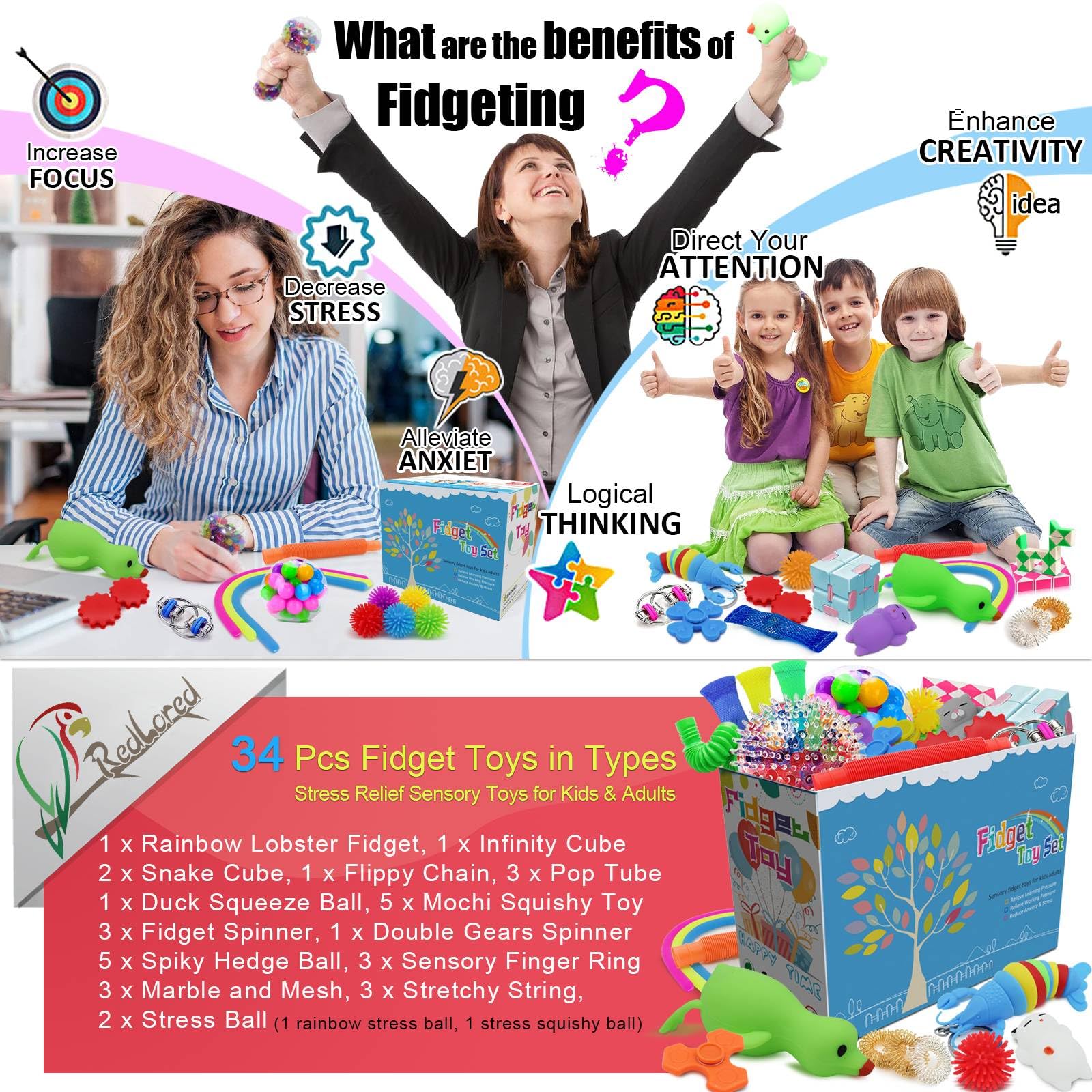 RedLored pop tubes set for sensory play and classroom fun.