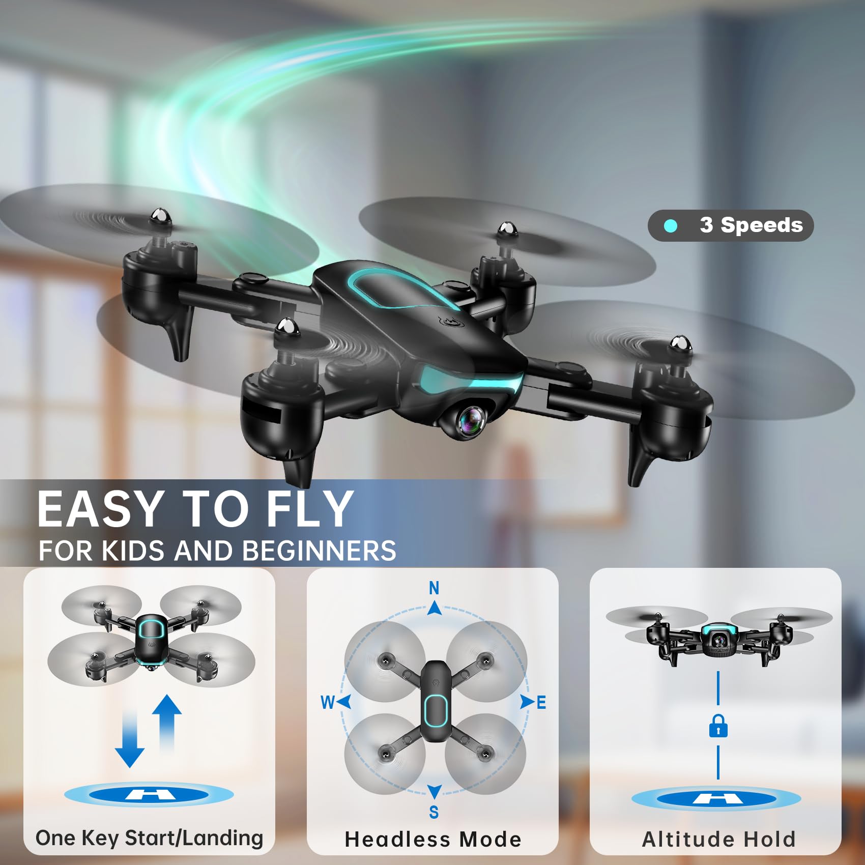 REDRIE Drone altitude hold stabilizes hover for steady shots and easy control