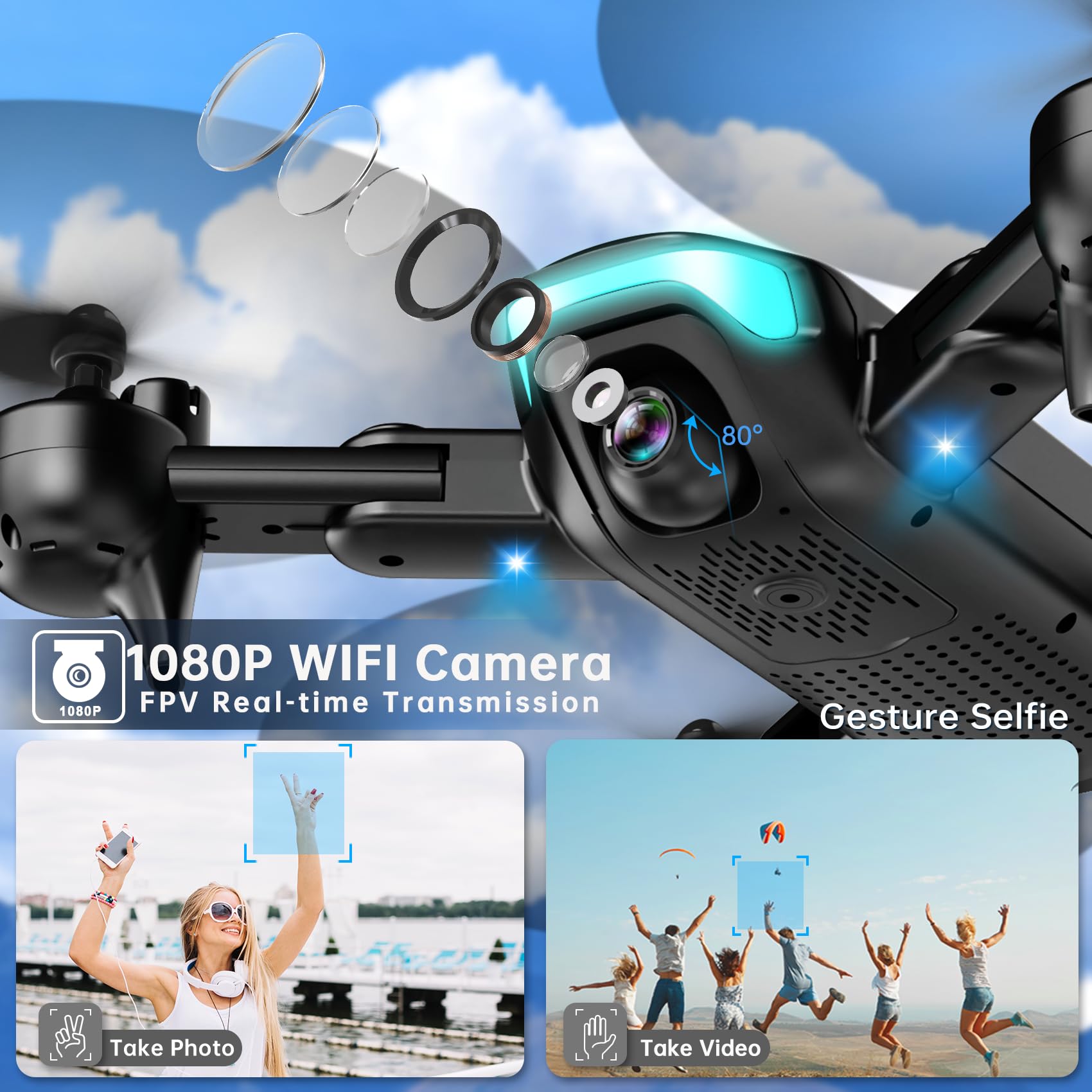 REDRIE Drone foldable design for compact, portable filming on the go