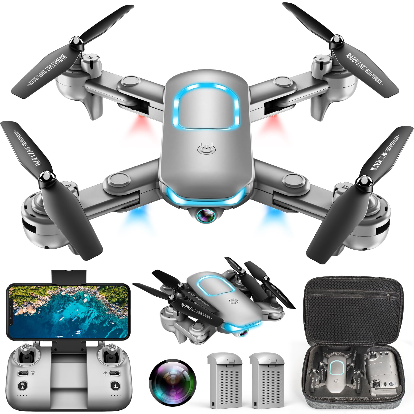 REDRIE JY02 drone front view highlighting compact foldable design for easy travel.