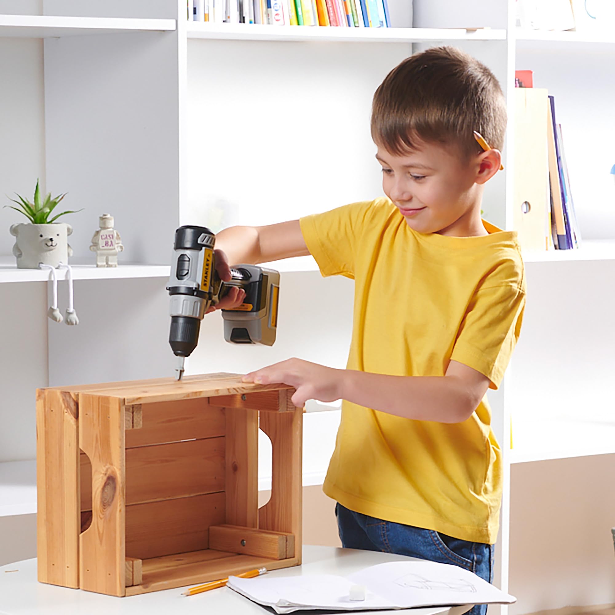 Red Toolbox Stanley Jr. kids power tool set enhances imaginative play for budding builders.