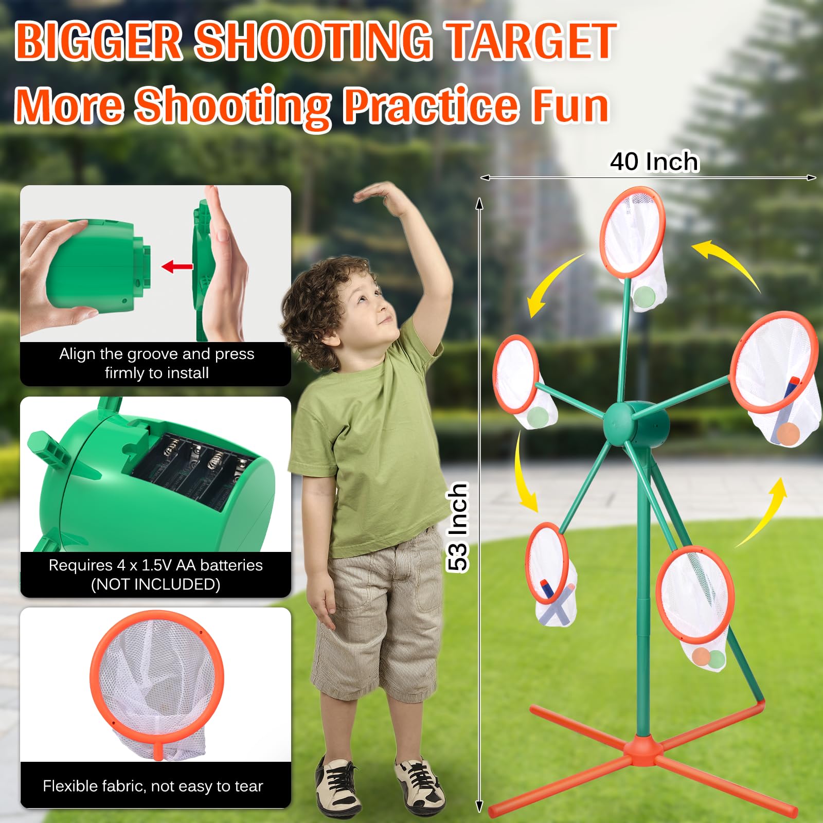 ReechTree 53-inch tall windmill target offers engaging sightlines for active play.