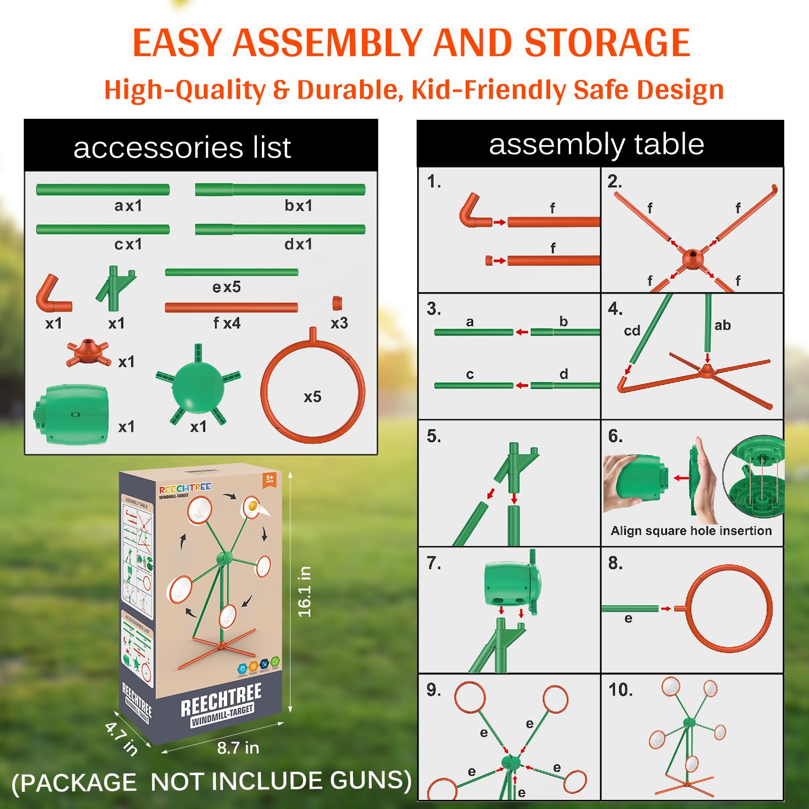 ReechTree easy-assembly spinning target set up in minutes.