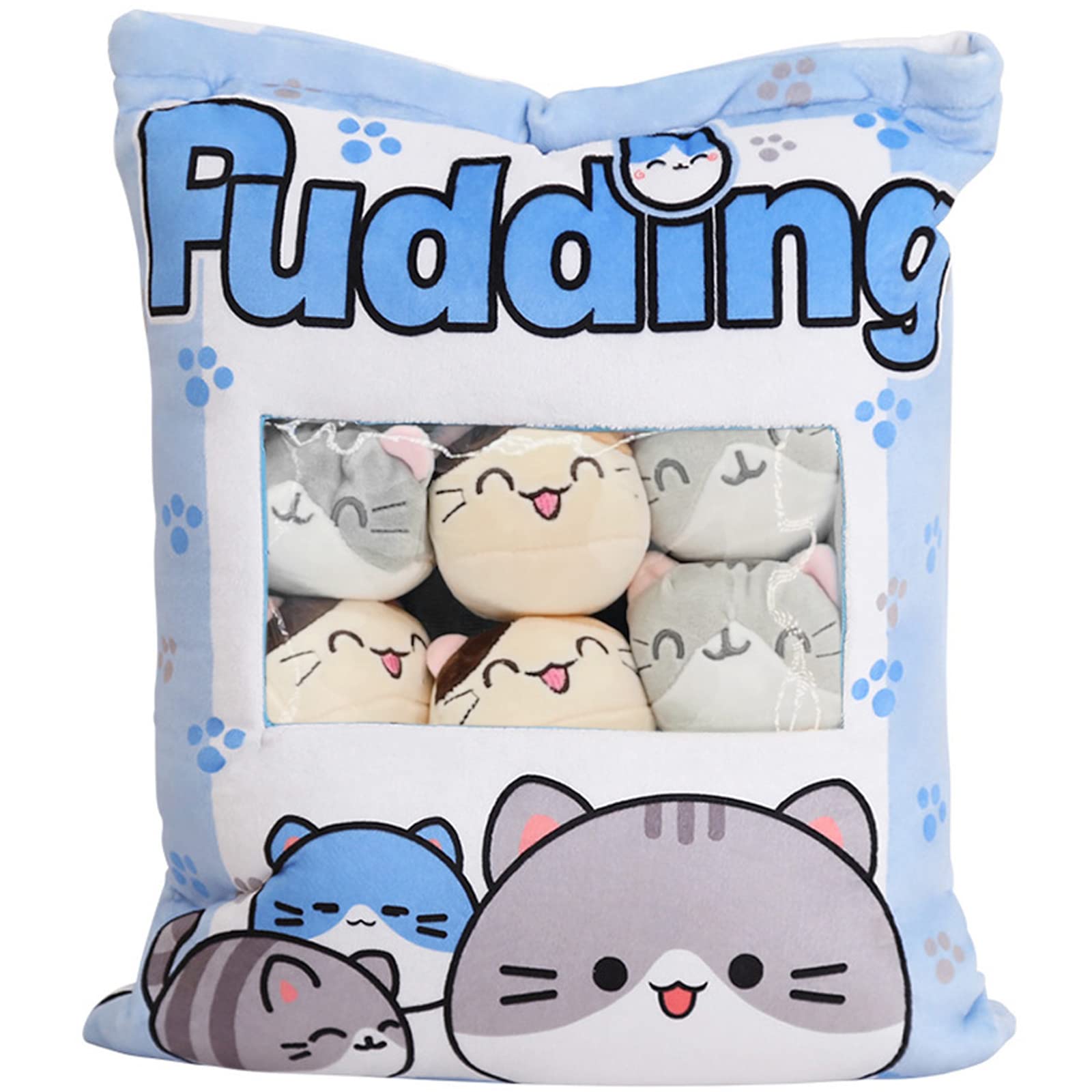 REFAHB kitten-blue plush pillow with cozy cat design