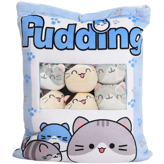 REFAHB kitten-blue plush pillow with cozy cat design