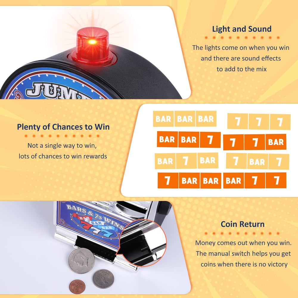 REFARICO slot machine money bank blue reels in motion with flashing lights