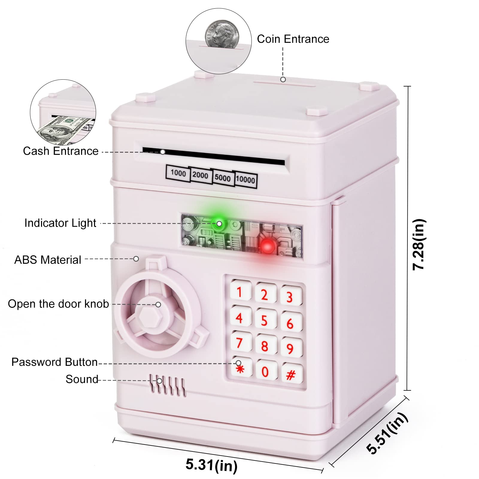 Refasy electronic piggy bank high capacity for coins and notes for longer saving.