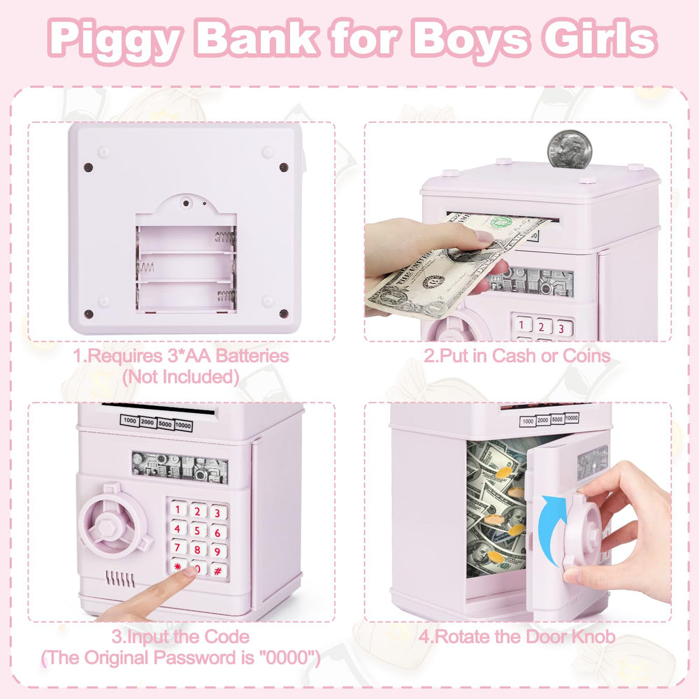 Refasy electronic piggy bank paper money scroll illustrating automatic bill roll.