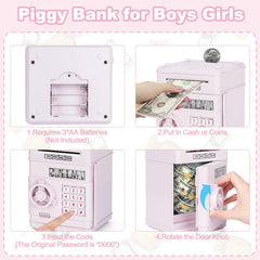 Refasy electronic piggy bank paper money scroll illustrating automatic bill roll.