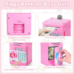 Refasy piggy bank top money slot that scrolls paper money into the box.