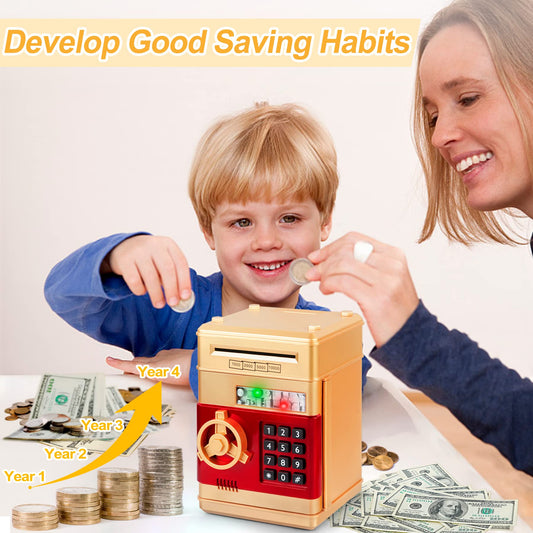 Refasy Money Bank password door demonstrates 4-digit protection for safe savings.