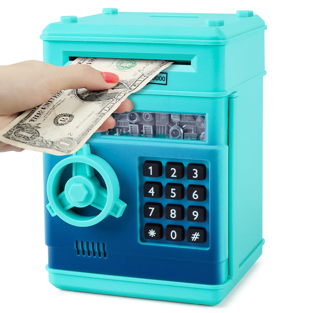 Refasy password piggy bank front view showing secure savings for kids