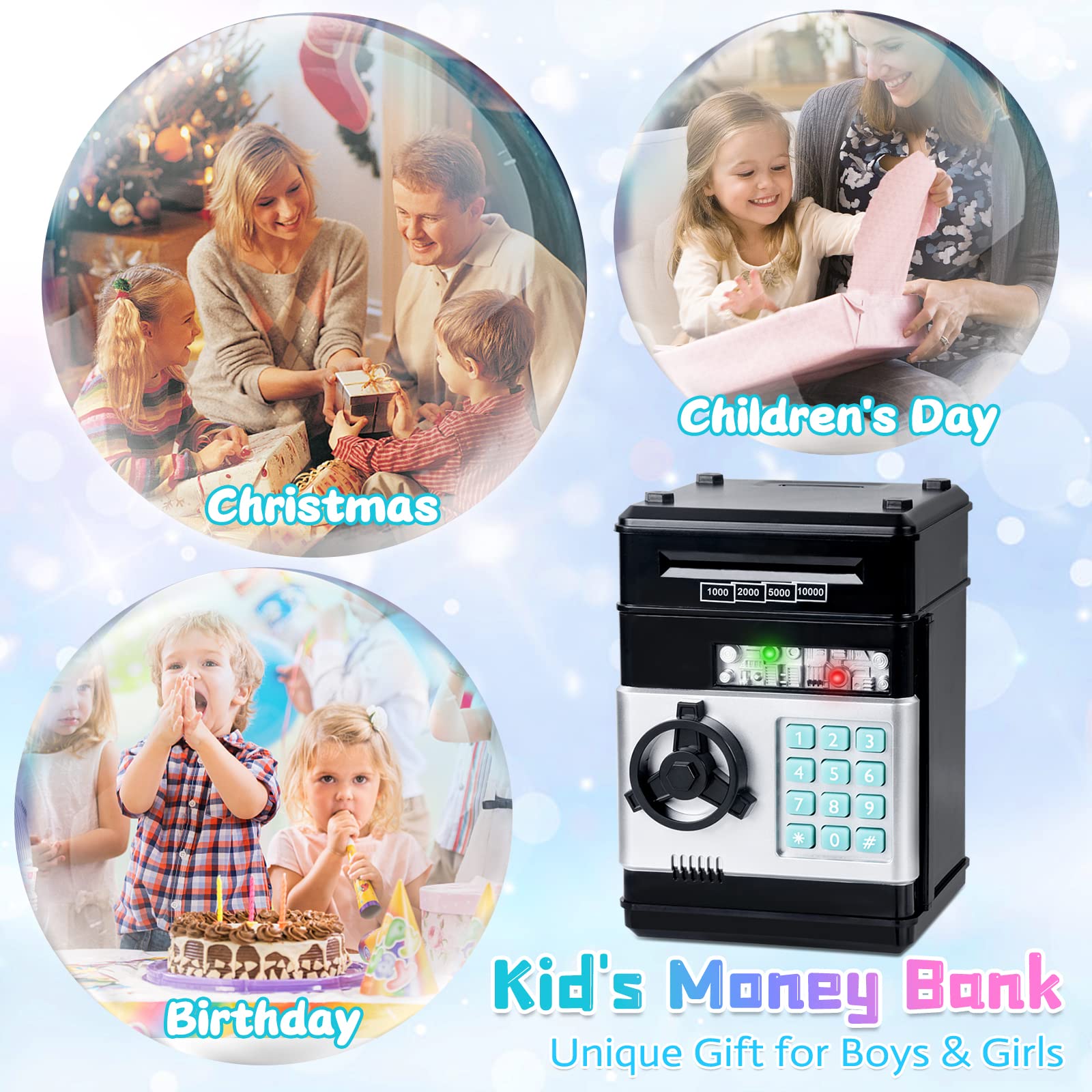 Refasy piggy bank battery compartment powers lights and operation for hands-on learning.