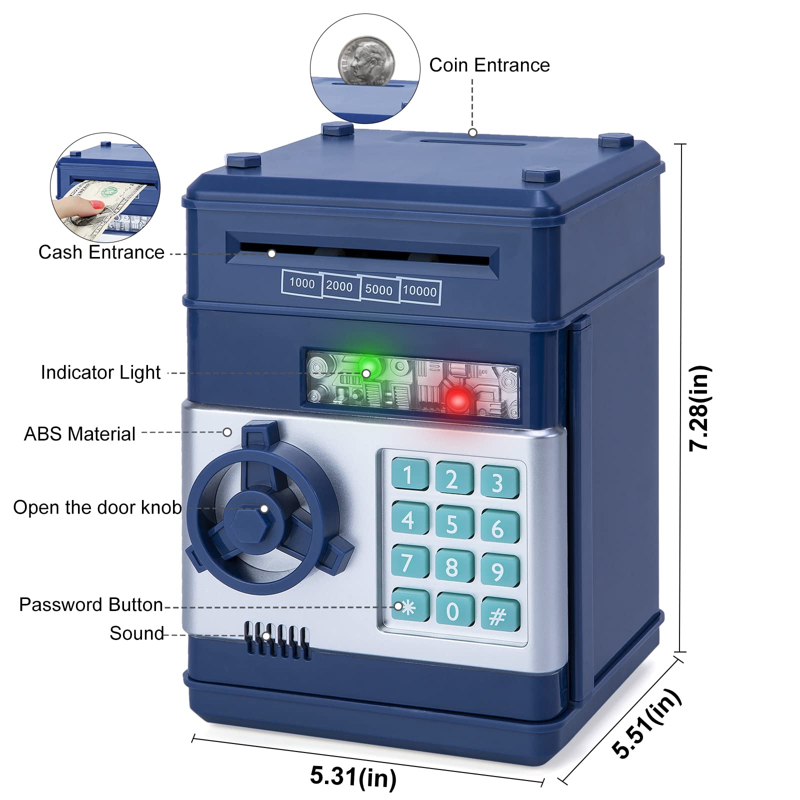 Refasy piggy bank coin slot showing high coin and note capacity