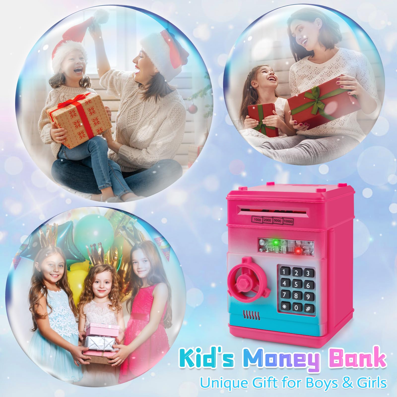 Refasy piggy bank door opens smoothly, ideal as a birthday gift idea for kids.