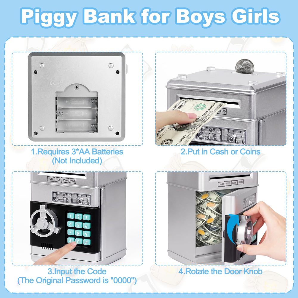 Refasy piggy bank inside compartments with ample space for coins and notes.