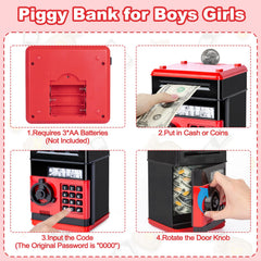 Refasy piggy bank money scroll auto-feeds notes into ATM.