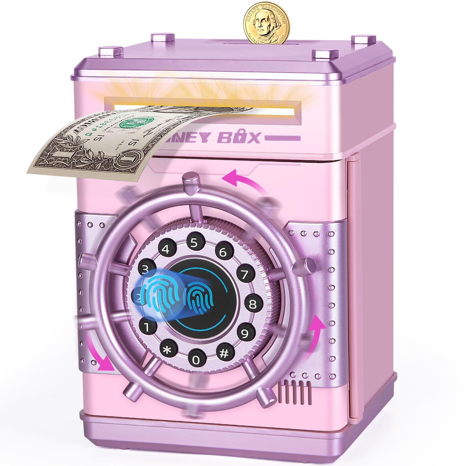Refasy piggy bank with password protection keeps savings secure for kids