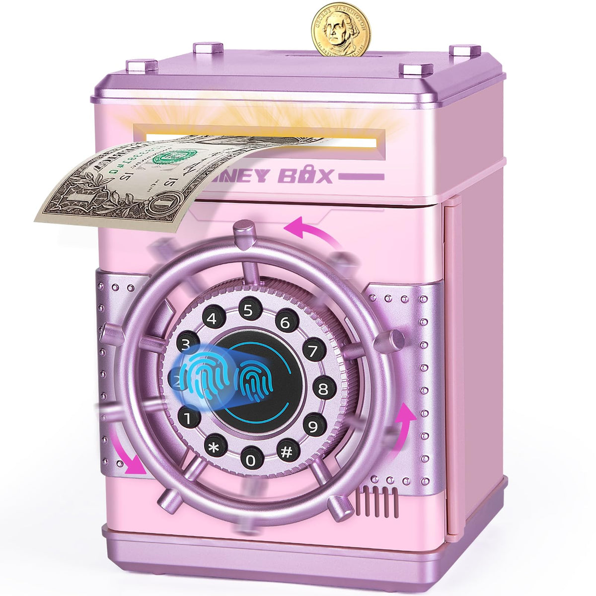 Refasy piggy bank with password protection keeps savings secure for kids