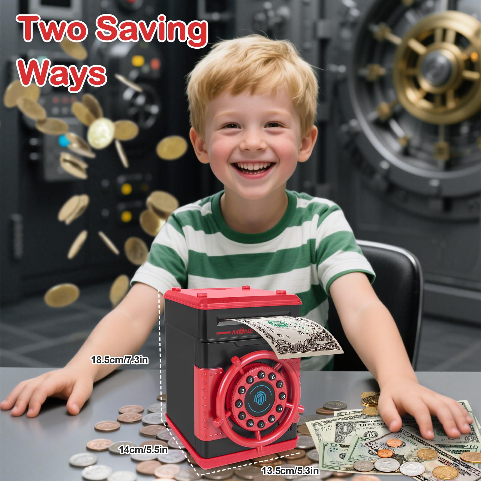Refasy piggy bank fingerprint simulation adds playful security
