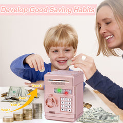 Refasy piggy bank toy with password protection and access indicator.