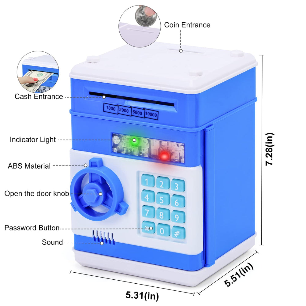 Refasy safe piggy bank blue coin slot highlights large storage capacity