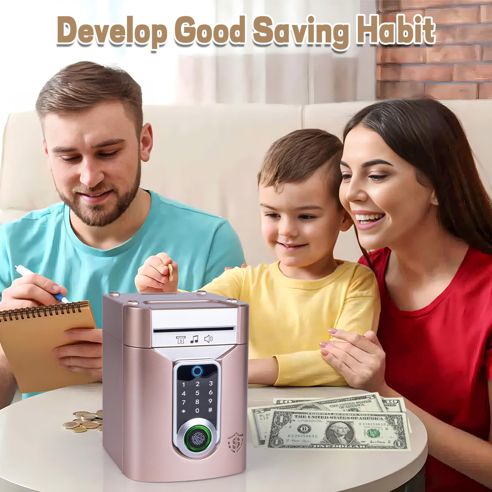 Refasy piggy bank top slot for easy deposits