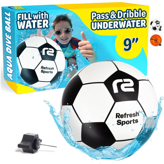 Refresh Sports Aqua Dive soccer ball enables underwater dribbling for active pool play
