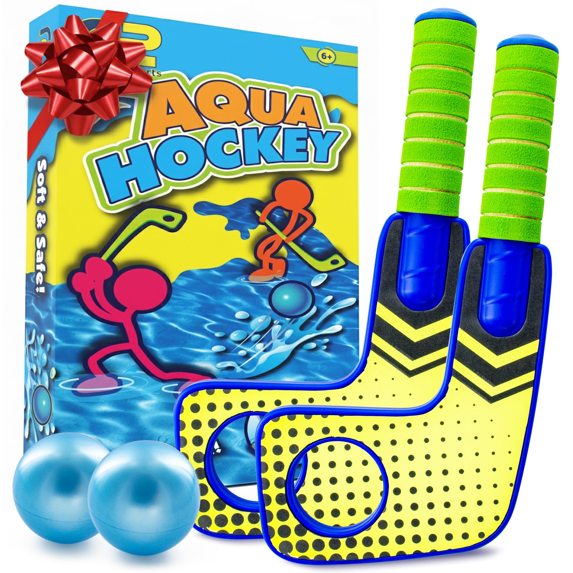 Refresh Sports Aqua Hockey Sticks on pool surface promoting active water play.