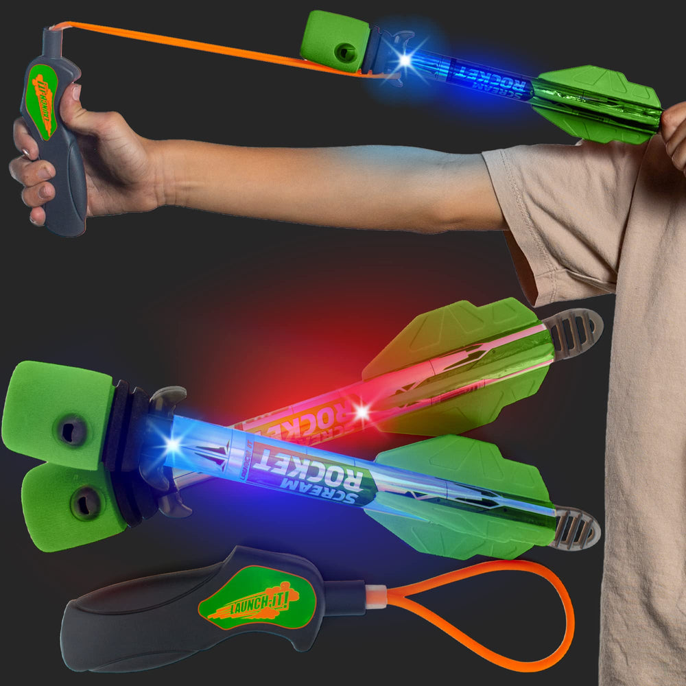Refresh Sports light-up foam rocket launcher, assembled for outdoor play and safe launches.