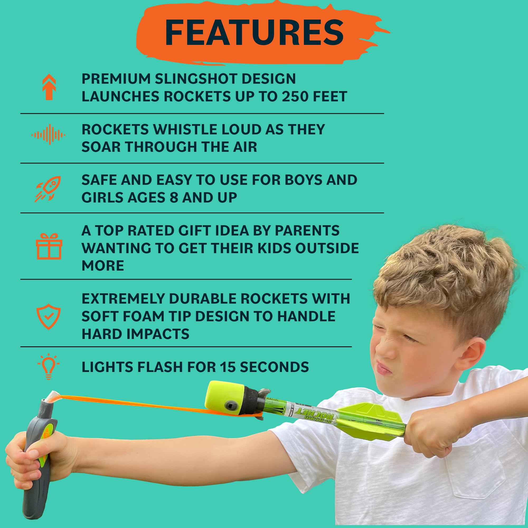 LED lights on Refresh Sports rocket launcher enhance nighttime outdoor play.