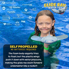 Refresh Sports Stingray demonstrates underwater glide with self-propelled movement for aquatic play.