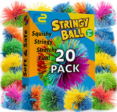 Refresh Sports 20-pack stringy balls for kids' playtime and sensory exploration.