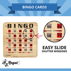Regal Games bulk bingo cards stacked for easy storage and transport