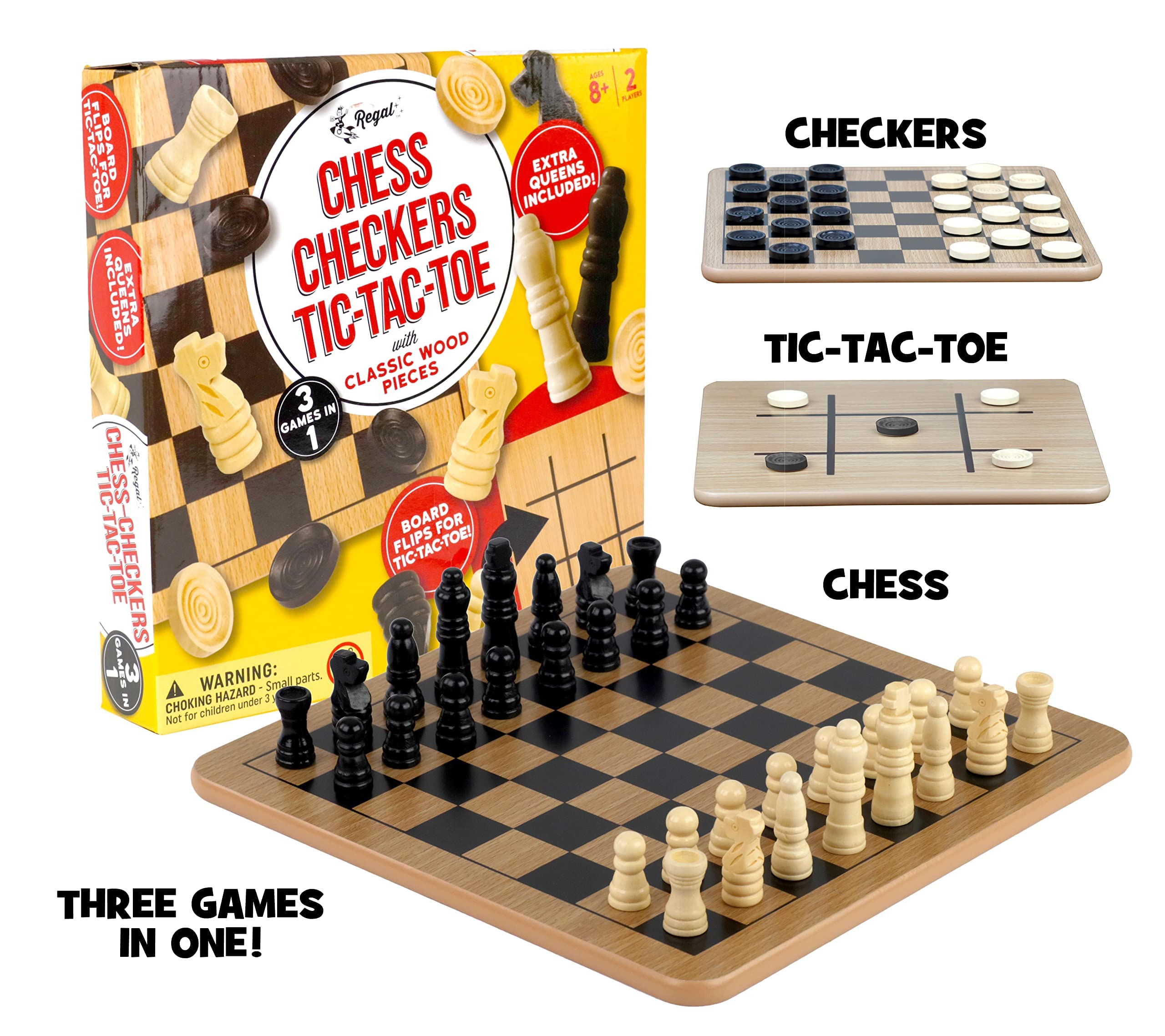 Regal Games 32 chess pieces designed for clear, easy-to-read moves.