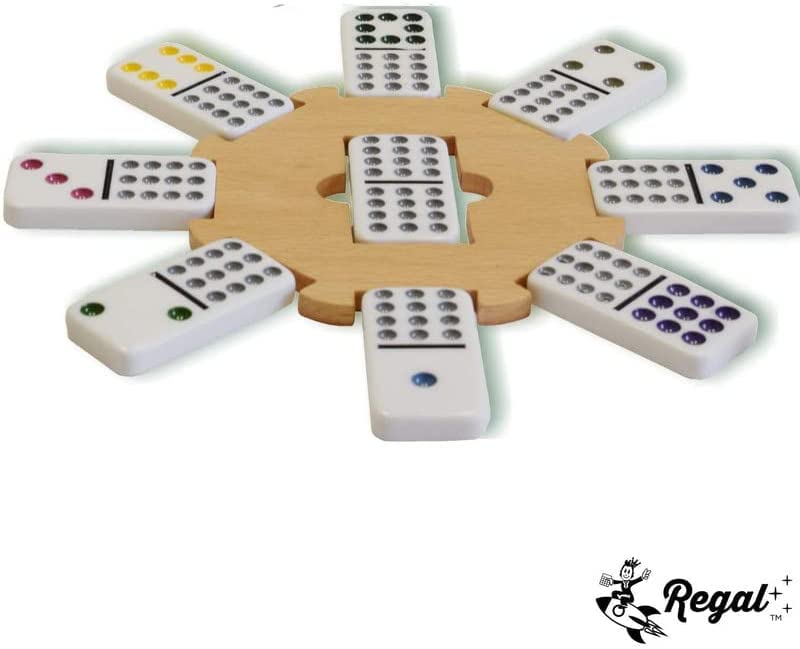 Regal Games colored dots on dominoes enhance quick matching during play.