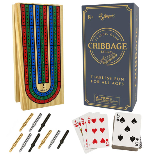 Regal Games cribbage board folded for compact travel and storage.