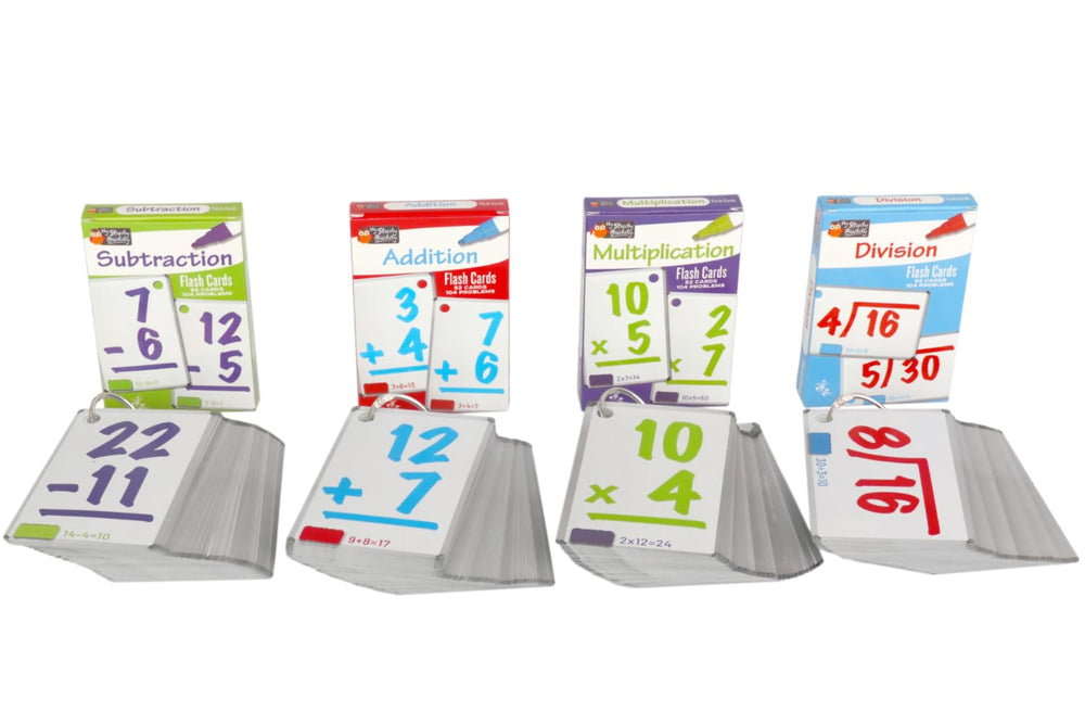 Regal Games math cards feature back-side answers for simple self-checks.