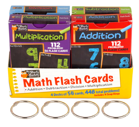 Regal Games Math flash cards with big bold numbers improve readability during classroom drills.