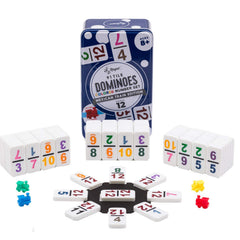 Regal Games Mexican Train dominoes tiles in vivid colors for easy visibility during play.