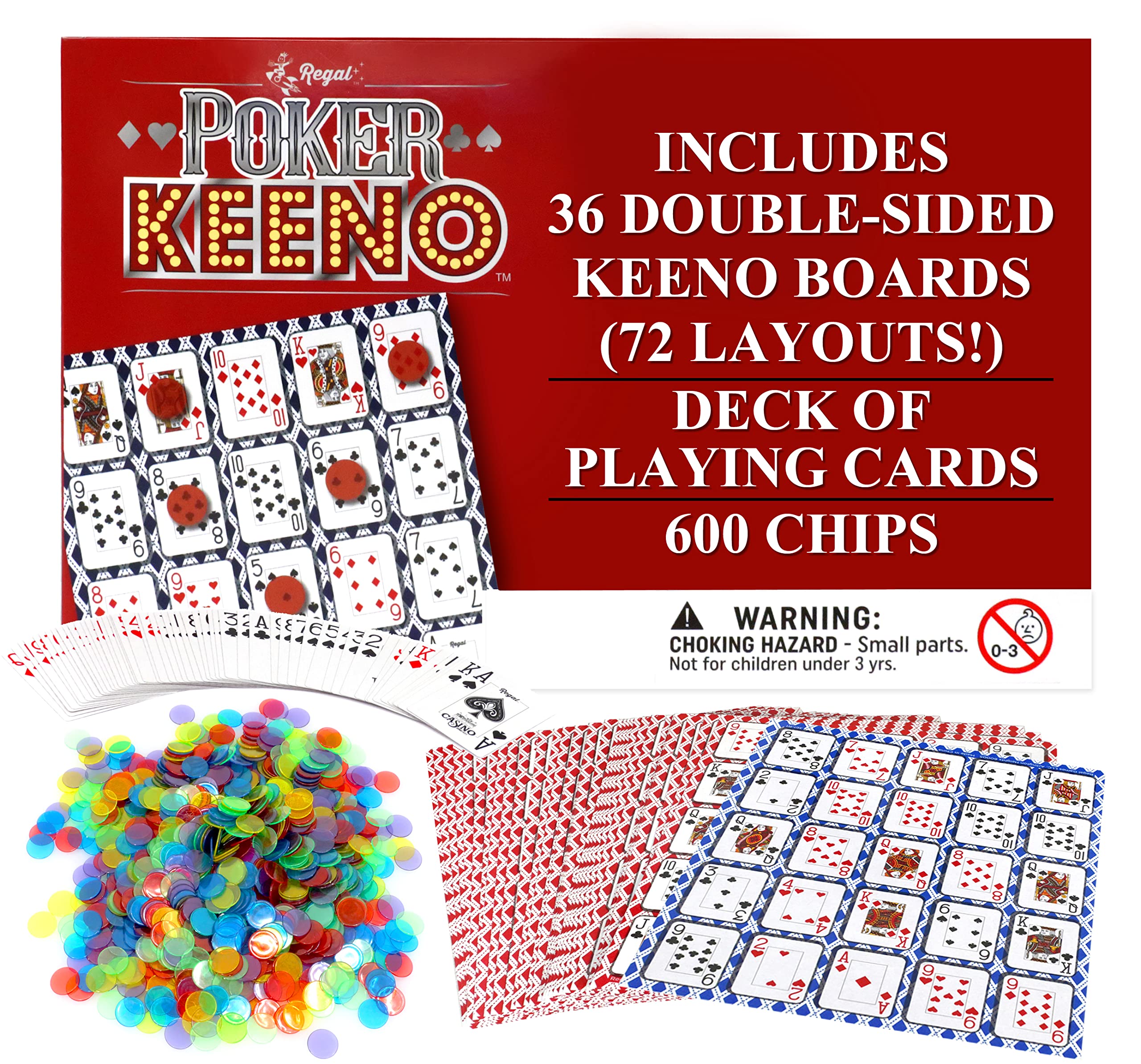 Regal Games Poker Keeno boards setup showcases durable double-sided play surfaces for larger groups.