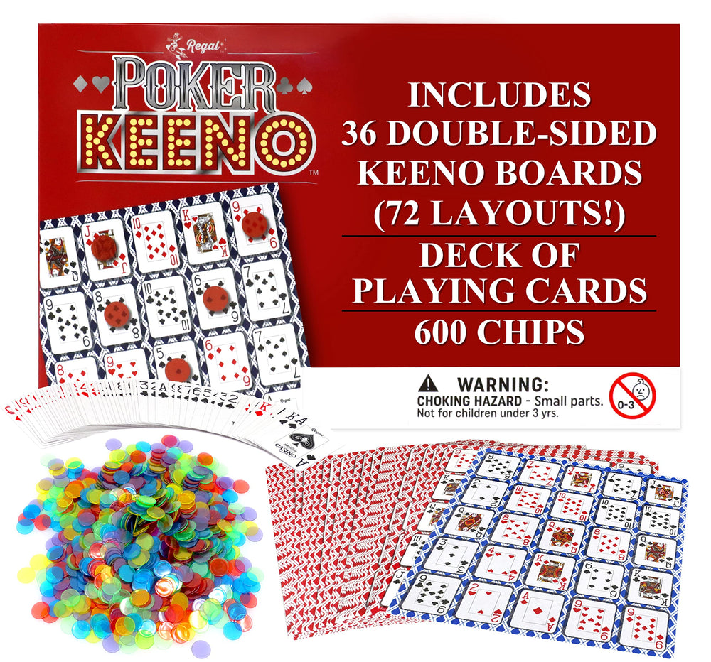 Regal Games Poker Keeno boards setup showcases durable double-sided play surfaces for larger groups.