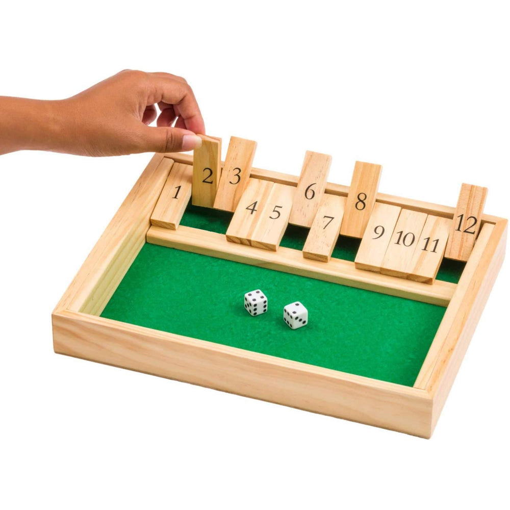 Regal Games Shut The Box two dice close-up, quick rounds and clear visuals