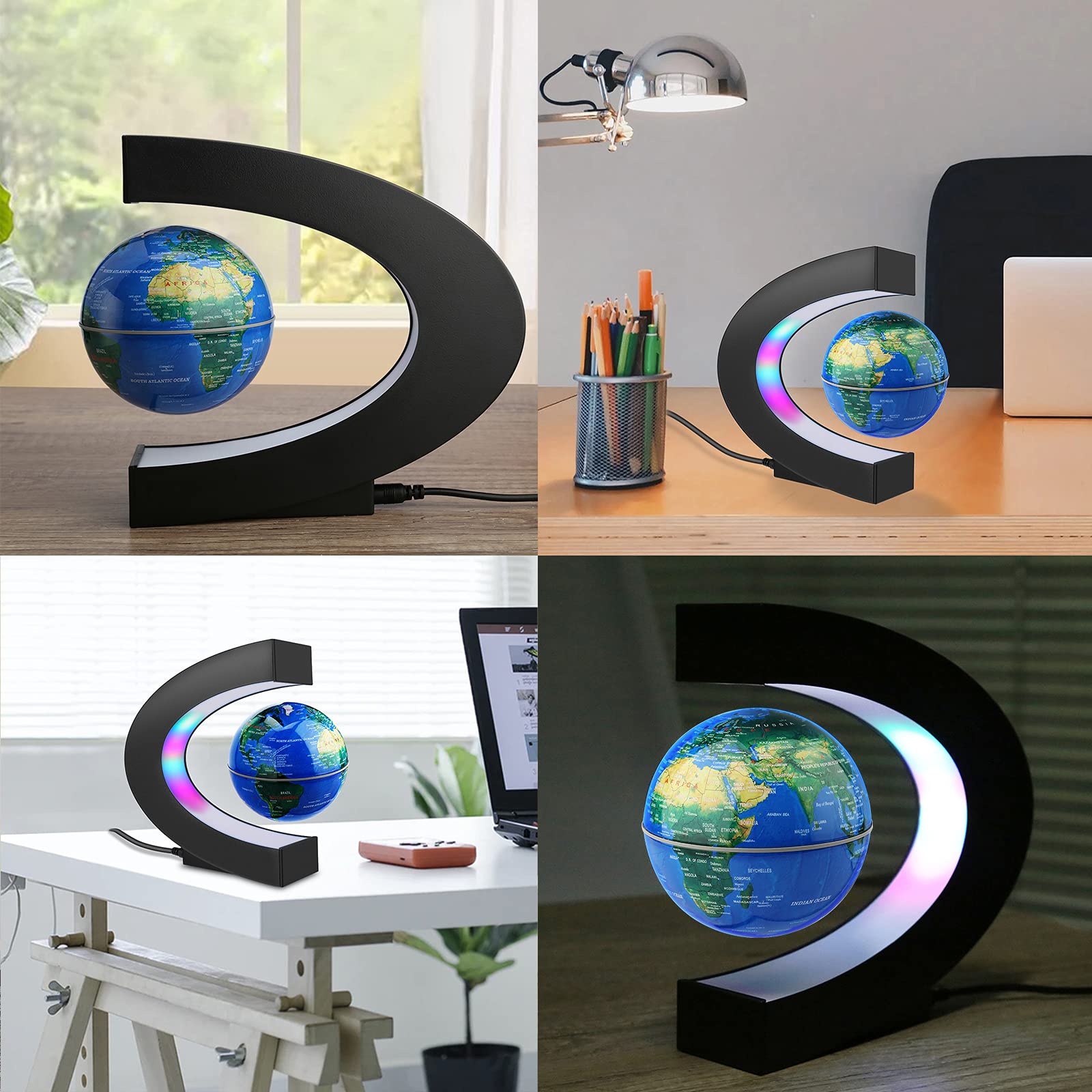 REHAVE levitating globe desk setup for stylish display