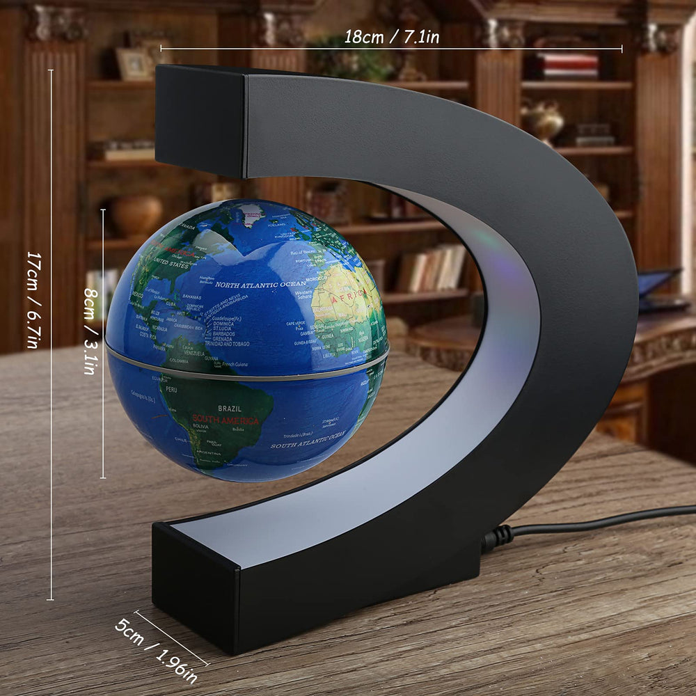 REHAVE levitating globe side view with soft LED glow