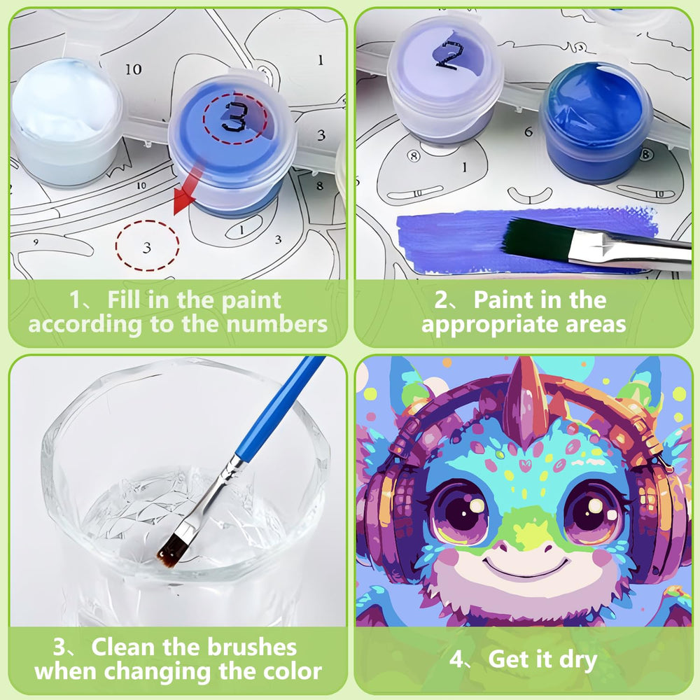 Reivworl dragon paint-by-numbers hooks for display and easy setup.
