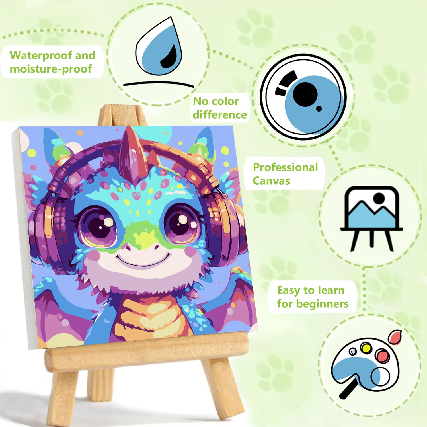 Reivworl dragon paint-by-numbers paints offer smooth coverage and bright colors.