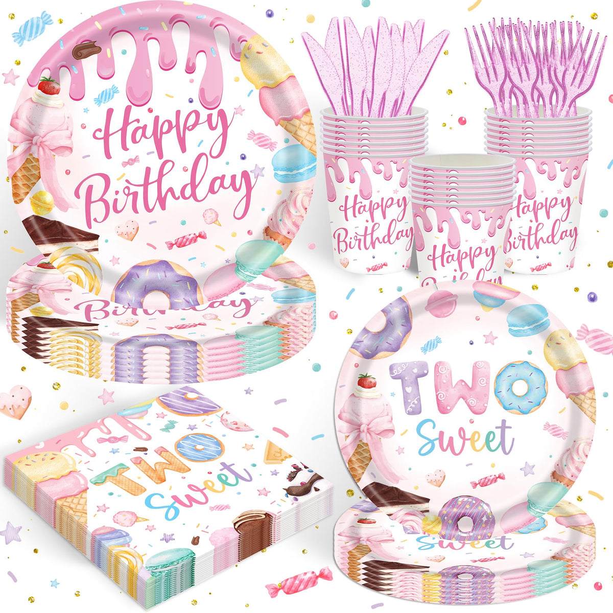 Rejoice Bunny Two Sweet 9-inch plates for baby girl's birthday party with bright colors