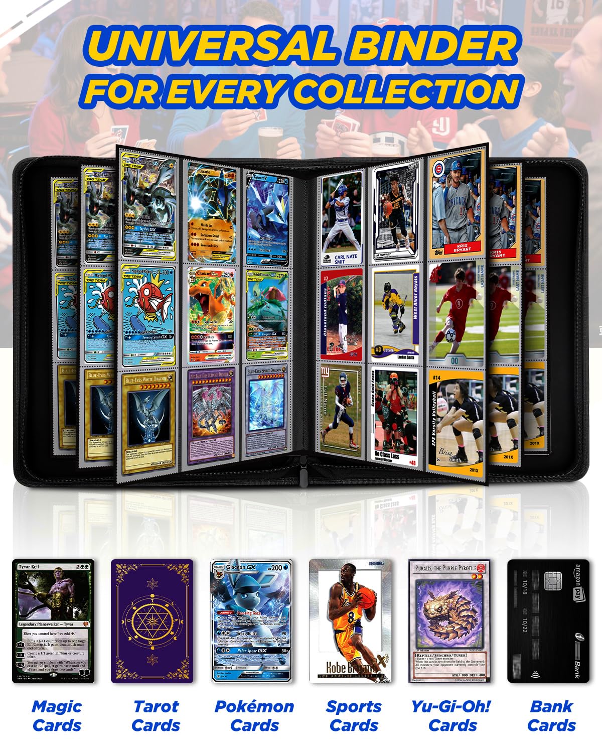 Relaehih binder side view highlights smooth page flipping and clear pockets.
