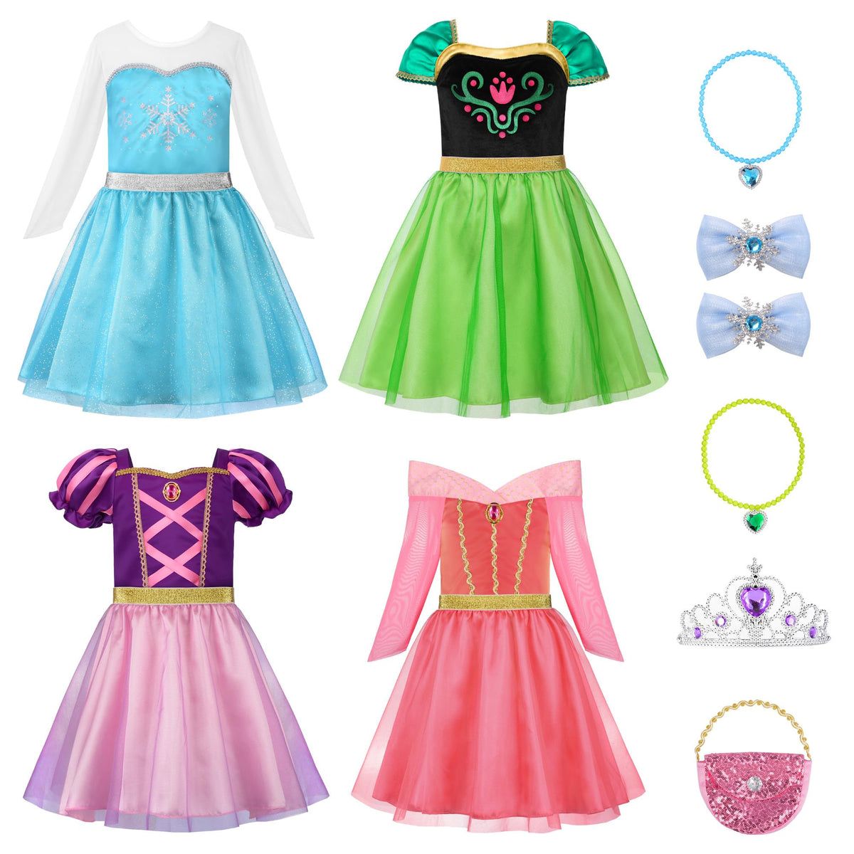 ReliBeauty princess tops set shown for mix-and-match play and imagination.